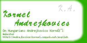 kornel andrejkovics business card